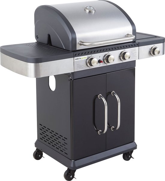 H&j - Plancha Gas Bbq Gasgrill Bakplaat Met Deksel -rasio - 7,5 Kw - 3 Branders - Zwart