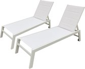 Set van 2 BARBADOS zonnebedden in wit textilene - wit aluminium