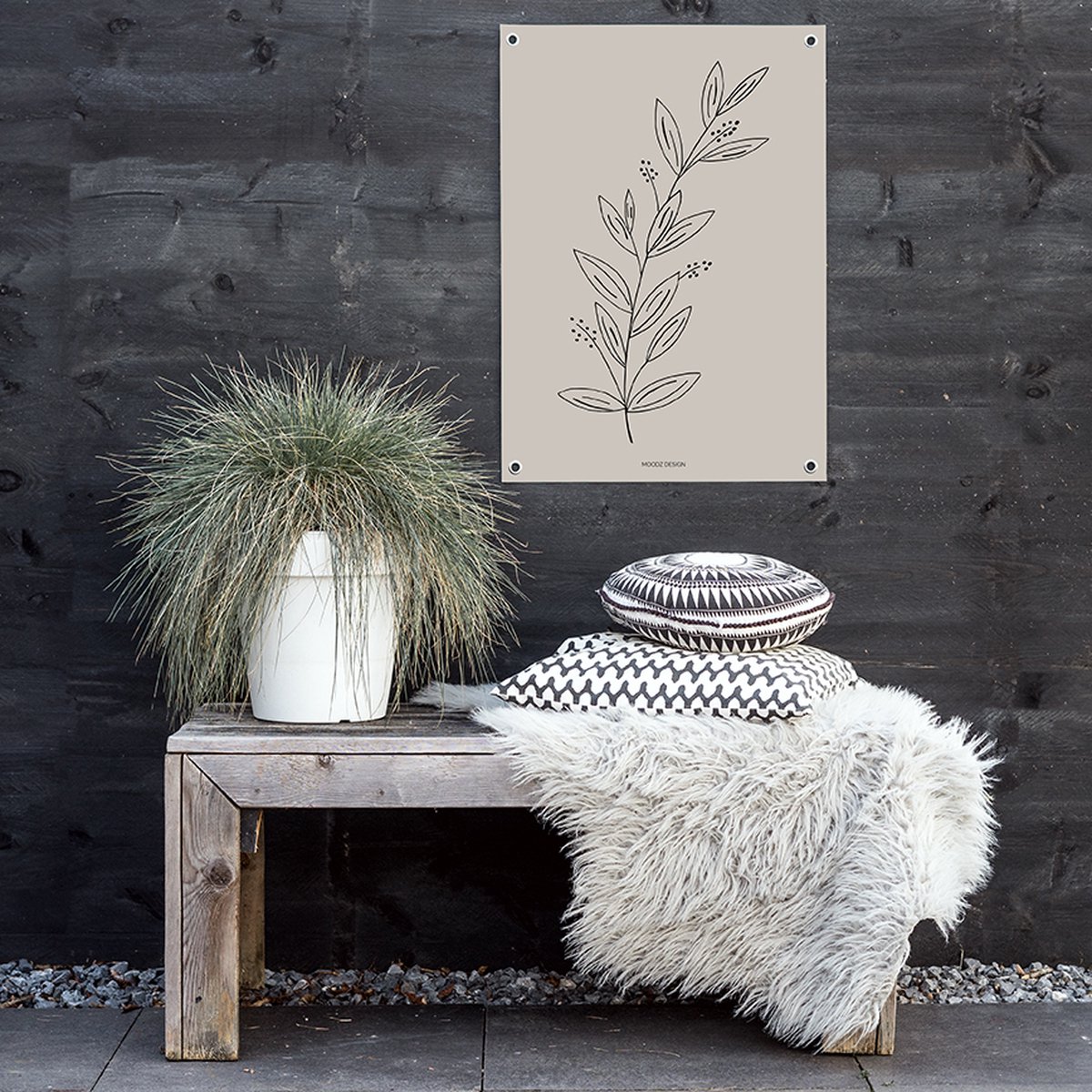 MOODZ design | Tuinposter | Buitenposter | Illustratie natuur 2 | 70 x 100 cm | Zand