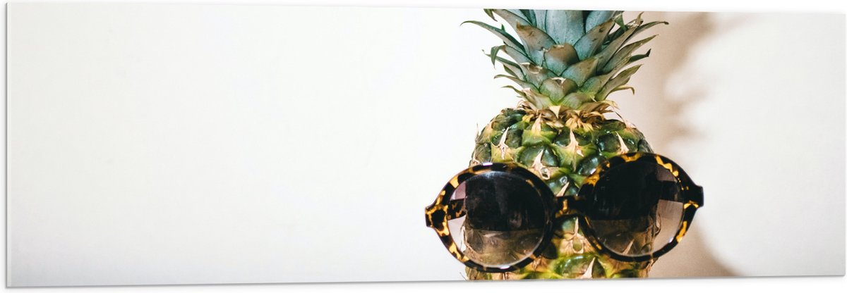 Acrylglas - Ananas met Zonnebril op - 120x40 cm Foto op Acrylglas (Wanddecoratie op Acrylaat)