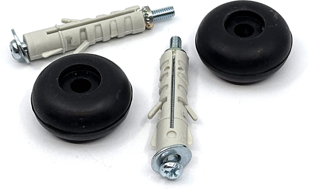 Serviprof deurbuffer / deurstop - Ø 30 mm - Rubber - Zwart - Incl bevestigingsmateriaal - 2 stuks