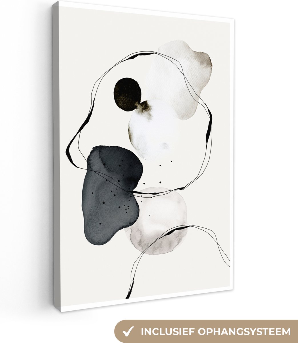 Canvas - Muurdecoratie - Foto op canvas - 120x180 cm - Slaapkamer - Abstract - Verf - Kunst - Zwart wit - Wanddecoratie - Canvas schilderij - Schilderijen - Woonkamer - Canvasdoek