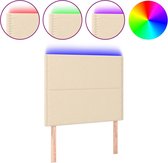 vidaXL - Hoofdbord - LED - 90x5x118/128 - cm - stof - crèmekleurig