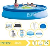 Intex Easy Set Zwembad - Opblaaszwembad - 396x84 cm - Inclusief Solarzeil, Onderhoudspakket, Filter, Grondzeil, Solar Mat, Trap en Voetenbad