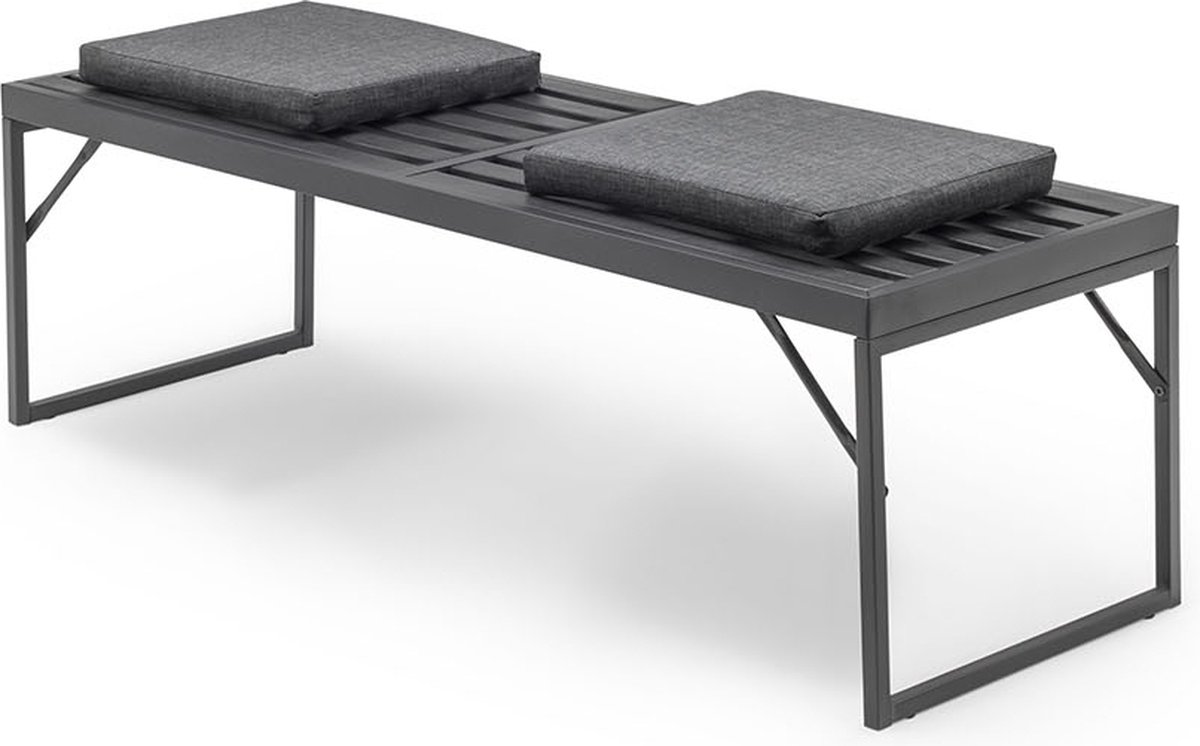 Relaxdays tuinbank, Welcome, 2 persoons, stabiel, rustiek design, metaal, zitbank, HBD: 87x127x61 cm, zwart