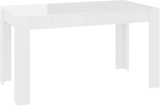 vidaXL - Eettafel - 140x74,5x76 - cm - spaanplaat - hoogglans - wit