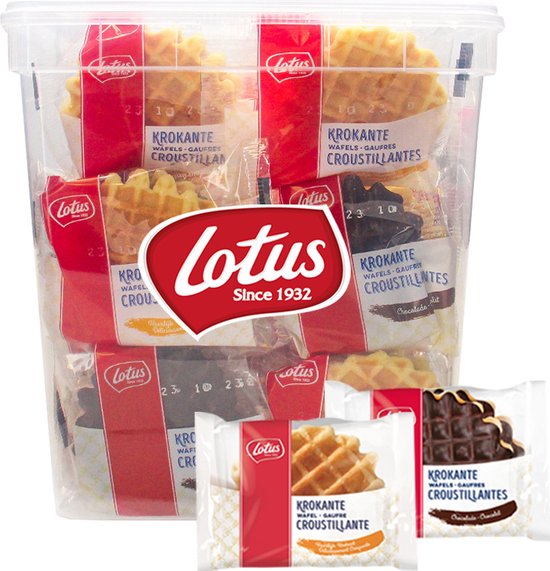 Lotus koekjesmix - Krokante wafels vanille & chocolade - 30 stuks - in herbruikbare box - 615g