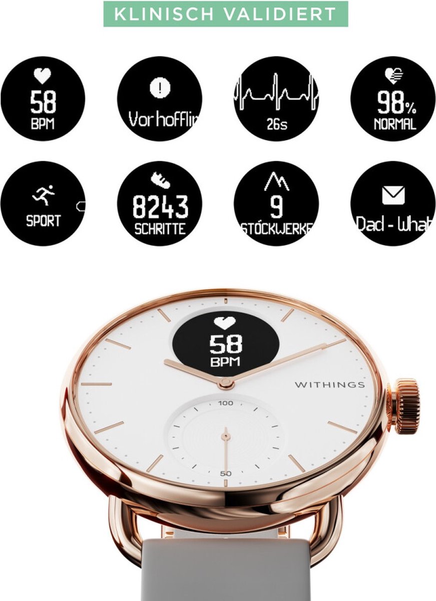 Pack Premium Montre Connectée Withings Scanwatch 38 Mm Or Rose +