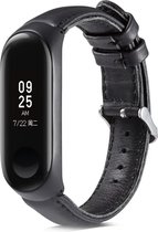 Bracelet Smartwatch en Cuir - Convient pour Xiaomi Mi Band 3/4 Bracelet en cuir - Noir - Bracelet de montre / bracelet / bracelet Strap-it