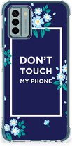 Shockproof Case Nokia G22 Smartphonehoesje met transparante rand Flowers Blue Don't Touch My Phone