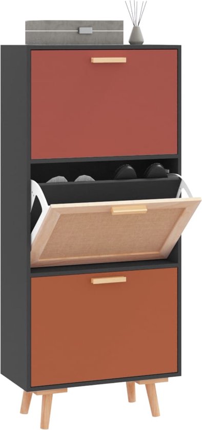 vidaXL Schoenenkast met hoes 115x28x110 stof zwart
