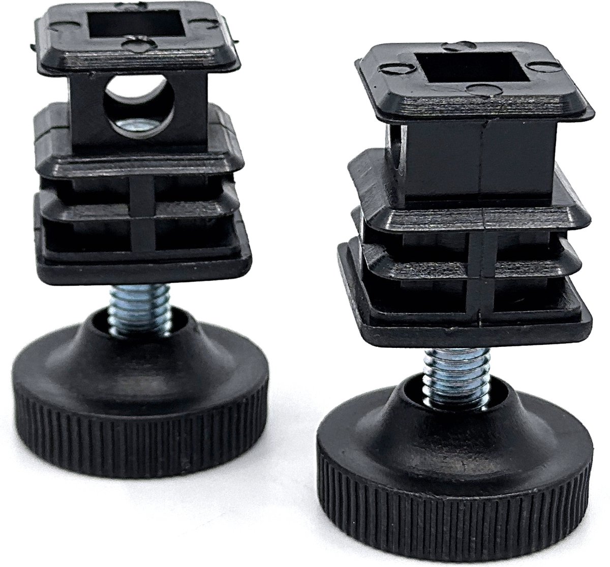 Serviprof insteekdop met stelvoet - 20 x 20 mm - ABS kunststof - Zwart - 2 stuks