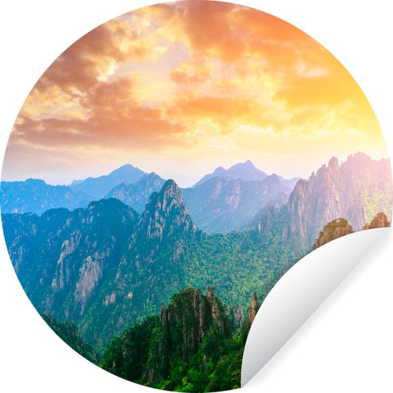 Papier peint cercle - Papier peint autocollant - Papier peint cercle autocollant - Berg - Nature - Nuages ​​- Coucher de soleil - Pierre - Décoration murale ronde - 30x30 cm - Papier peint rond - Papier peint autocollant - Décoration salon