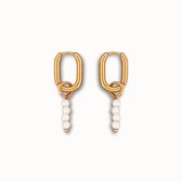 ByNouck Jewelry - Buxon Hoop Set Parel Beads - Vrouwen Oorbellen - Goudkleurig