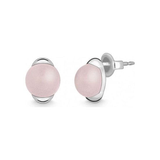 Quinn - zilveren oorstekers met rozenkwarts - 036202930