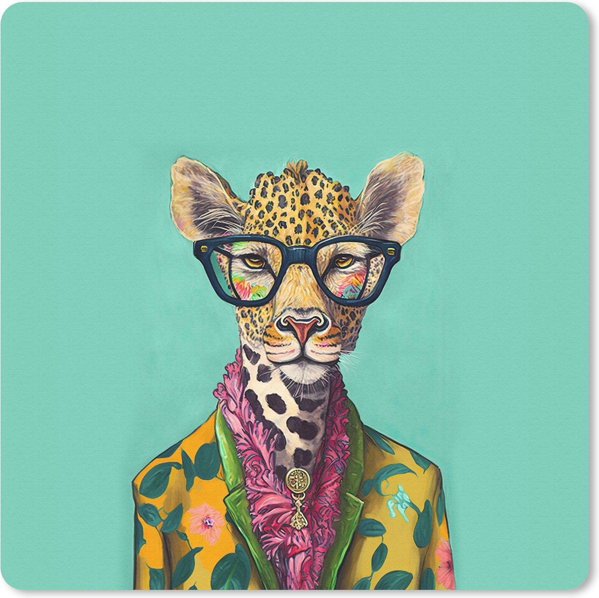 Muismat 30x30 cm - Mousepad Bladeren - Bril - Giraffe - Dieren - Design - Muismatten