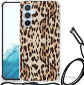 Hippe Hoesje Geschikt voor Samsung Galaxy A54 5G Smartphone hoesje met doorzichtige rand Leopard