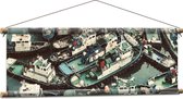 Textielposter - Water Vol met Vrachtschepen - 90x30 cm Foto op Textiel