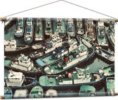 Textielposter - Water Vol met Vrachtschepen - 90x60 cm Foto op Textiel