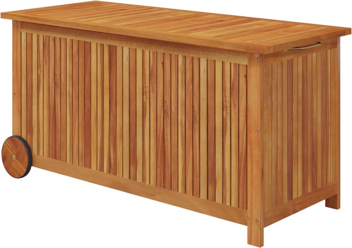 vidaXL - Tuinbox - met - wieltjes - 113x50x58 - cm - massief - acaciahout