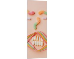 Vlag - Gezicht gemaakt van Snoep - 40x120 cm Foto op Polyester Vlag