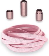 Agletless® Roze Platte Elastische Veters Zonder Strikken 6mm - Luxe Draaicapsule Snelsluiting - 1 Paar - Kinderen & Volwassenen | One-Size-Fits-All