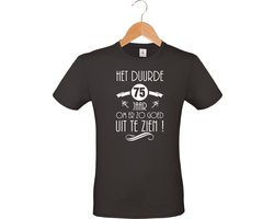 Het duurde 75 jaar - unisex - T-shirt - 100% katoen - BBQ - barbecue - verjaardag en feest - cadeau - kado - unisex - zwart - maat L