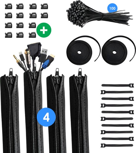 For-ce kabel organiser set - 136 stuks - cable managment voor bureau