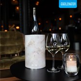 Coolenator Wijnkoeler – Champagnekoeler – Flessenkoeler met Uniek Uitneembaar Vrieselement – Hoogwaardig Aluminium – Marble Onyx