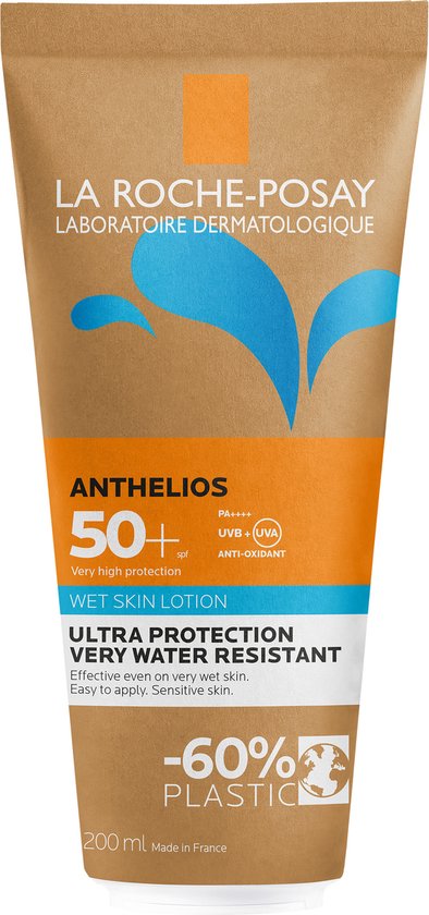 La Roche-Posay Anthelios Wetskin gel écran solaire SPF50+ Eco-tube 200ml convient également aux peaux humides