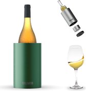 Coolenator Wijnkoeler – Champagnekoeler – Flessenkoeler met Uniek Uitneembaar Vrieselement – Hoogwaardig Aluminium – Metallic Groen