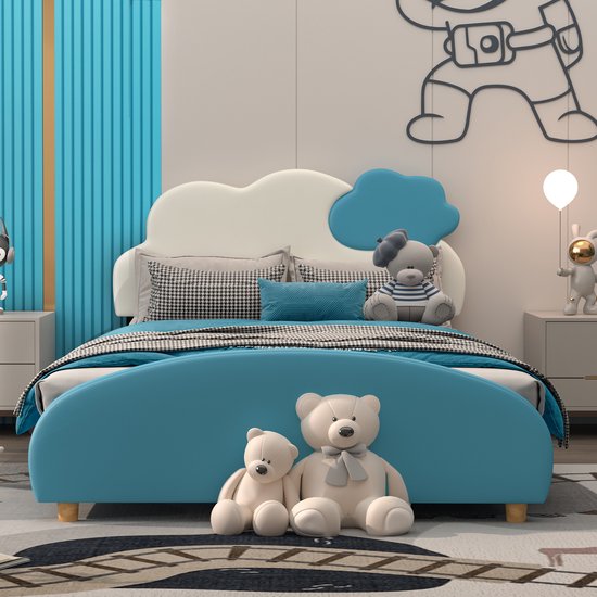 Lit pour enfant, lit rembourré avec tête de lit (design nuage), avec sommier  à lattes... | bol.com