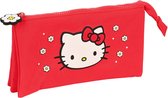 Pennenetui met 3 vakken Hello Kitty Spring Rood (22 x 12 x 3 cm)