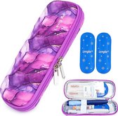 Insuline Cooler Travel Case met 2 STKS Nylon Ice Packs - Insuline Case Geneeskunde Koeler voor Reizen Insuline Pen Case voor Diabetische Benodigdheden (Marmer Paars)
