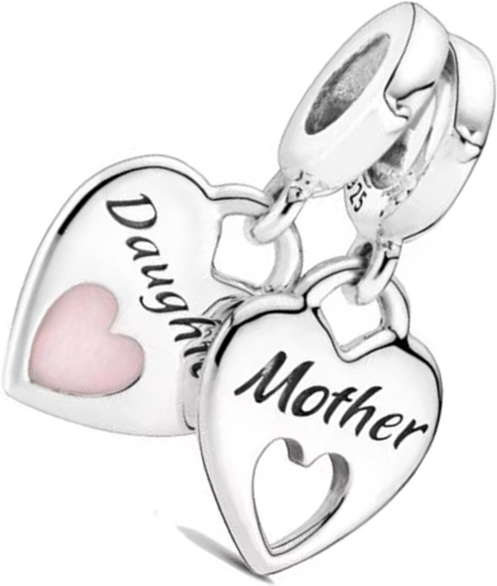 Moeder Hart Bedel, Mother Heart Charm 925 Sterling Zilver Bedel Voor Armband - Keen Jewel