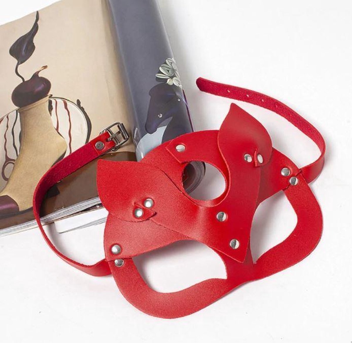 Goedkoopste Finnacle - Luxe Kat-Masker \- Rood \- PU Leer \- Sexy \- Masquerade