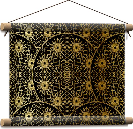 Textielposter - Borden met Gouden Geometrische Print - 40x30 cm Foto op Textiel