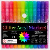 Glitterstiften - BellaLine - 0,7mm tip - Acryl - Marker - Glitter kaarten - Glitter Stiften - Glitterpennen - Speelgoed - Happy Stones - kleuren - Verjaardag Cadeau - Intense kleuren - creatief - kinderspeelgoed - Glitterpennen voor kinderen