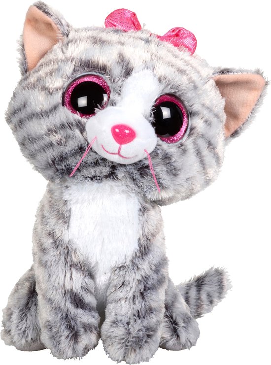 Foto: Ty beanie boo s kiki pluche grijs kat knuffel 15 cm