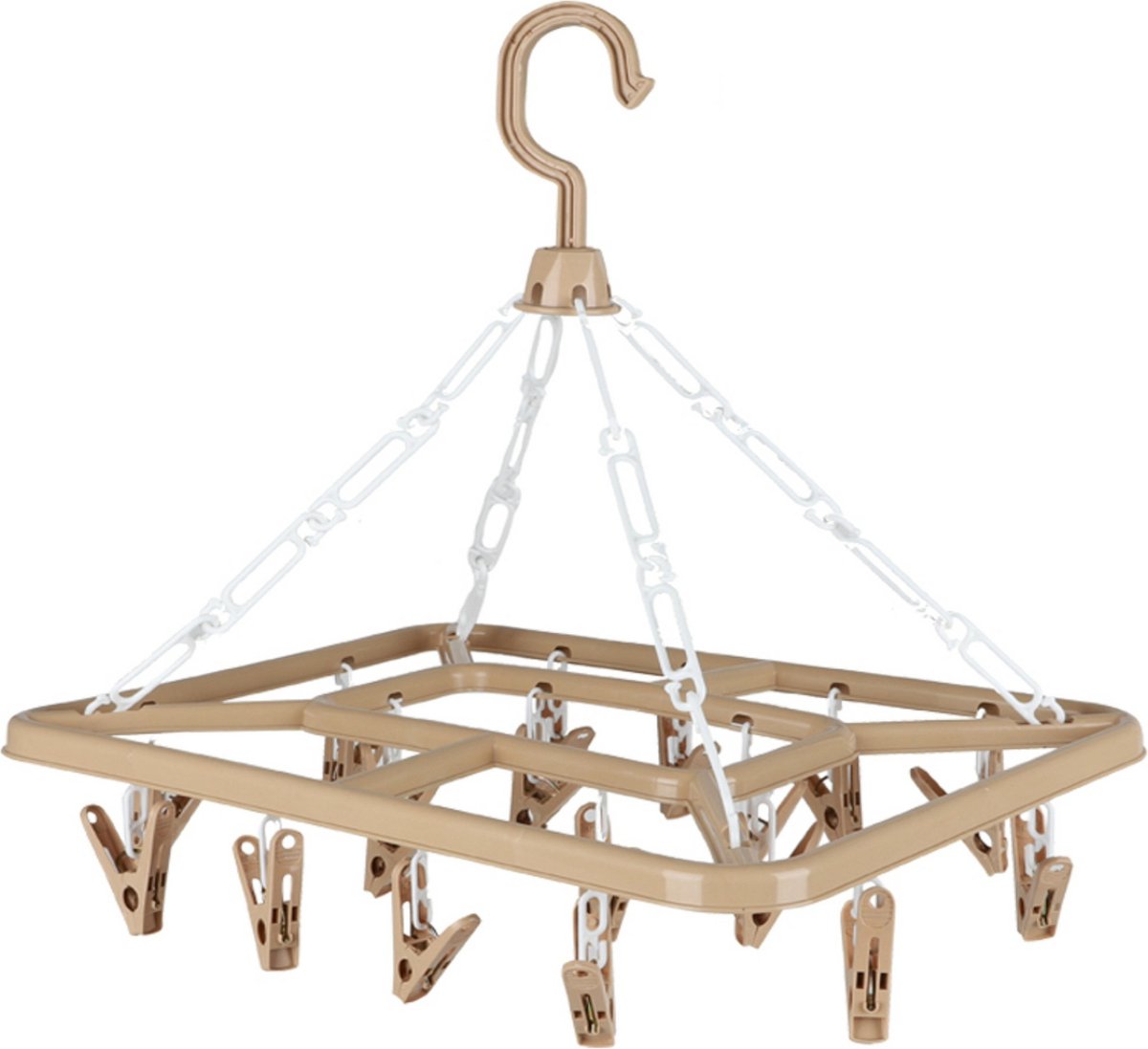 Goedkoopste Urban Living Wasgoed droogcarrousel/droogmolen - 18 clips/knijpers - beige - kunststof - 31 x 33 cm