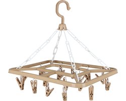Urban Living Wasgoed droogcarrousel/droogmolen - 18 clips/knijpers - beige - kunststof - 31 x 33 cm