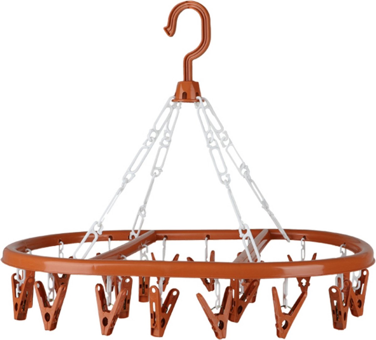 Goedkoopste Urban Living Wasgoed droogcarrousel/droogmolen - 20 clips/knijpers - terra - kunststof - 30 x 42 cm