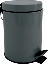 MSV Prullenbak/pedaalemmer - metaal - donkergrijs - 3 liter - 17 x 25 cm - Badkamer/toilet