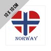 10 x 10 cm, Noorse vlag in hartvorm "Norway", 2 stuks