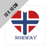 Stickers Noorwegen | 10 x 10 cm | Vlag in hartvorm "Norway" | Noorse vlag | Norway | Norvège | Hart | Heart | Autosticker | 2 stuks