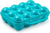 Plasticforte Boîte à œufs - porte-œufs organisateur de koelkast - 12 œufs - bleu - plastique - 20 x 18,5 cm