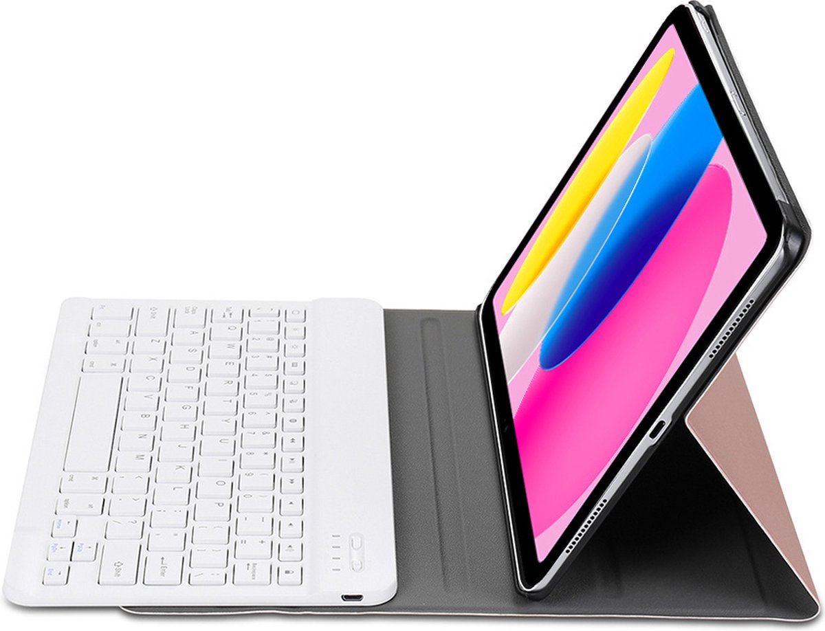 Hoesje - Geschikt voor Apple iPad 10 (2022) - 10.9 inch - 10e Generatie - Keyboard Book Cover - Toetsenbord Case - Hoes - Rosé goud — cadeau in Telefoon & Tablet - foto 4