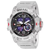 Shockbestendig Heren Horloge Transparant| Smael | 8007 | Shock | Waterdicht | Glow in dark | Mud Master | Licht | Rubberen band | Timer | Eyecatcher | Mooi Cadeau