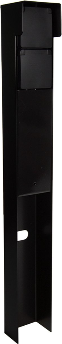 Buitenstopcontact - Glampère New Hydro - Pro+ - Zwart - Tuinpaaltje met dubbel stopcontact penaarde, kabeldoos, afdekkap en installatiedraad - 1 wartel - IP55 - 65cm