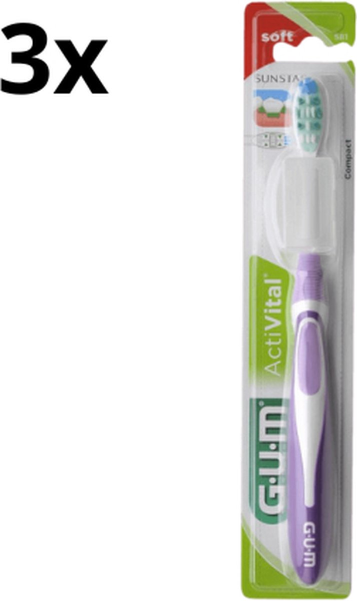 Goedkoopste 3x GUM ActiVital Tandenborstel Soft - Voordeelverpakking